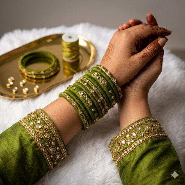 avusan | Set of 10 Premium Handmade Cotton Thread Bangles | Size 2.6